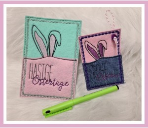 Stickdatei - Postkarte ITH "Hasige Ostertage & Frohe Ostern" Hasenohren